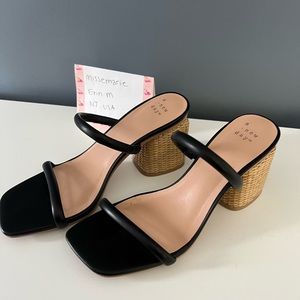 A New Day black straps sandal woven block heel size 7.5